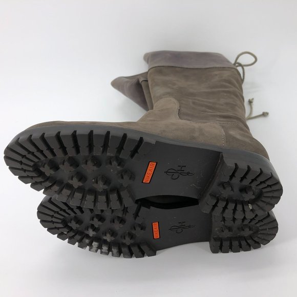 Cole Haan Nike Air Waterproof Knee High Boots Weathered Suede Leather Brown Lace - Picture 16 of 16